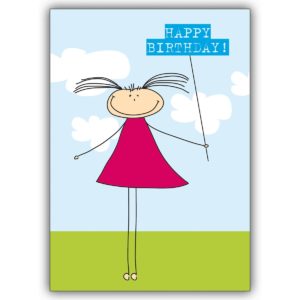 Tolle Geburtstagskarte mit kleinem Mädchen: Happy Birthday
