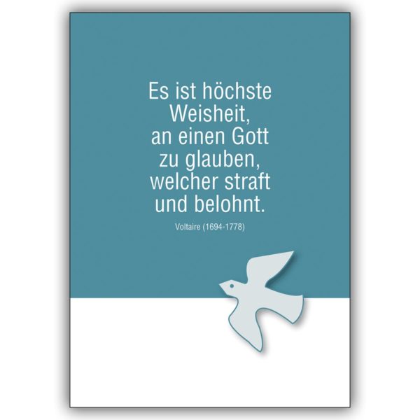 Religiöse Glückwunschkarte mit Taube: Es ist höchste Weisheit…