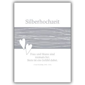 Elegante Glückwunschkarte zur Silberhochzeit: Frau und Mann sind niemals frei