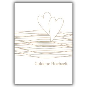 Elegante Glückwunschkarte mit Herzen zur goldenen Hochzeit