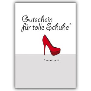 Schöne Gutschein Grußkarte für tolle Schuhe – Blanko Gutscheinkarte