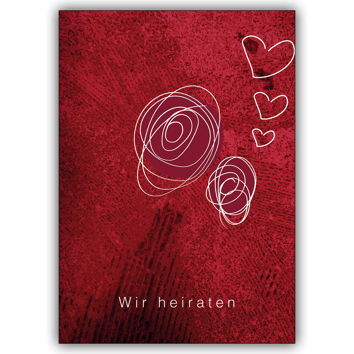 Moderne Hochzeits Anzeigenkarte mit Rosen und Herzen: Wir heiraten