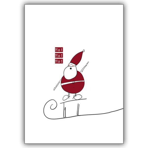 Nette illustrierte Weihnachts Gruß, Glückwunschkarte mit Nikolaus auf Schlitten