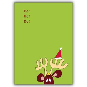 Lustige Nikolaus Grußkarte mit überraschtem Weihnachts Elch.