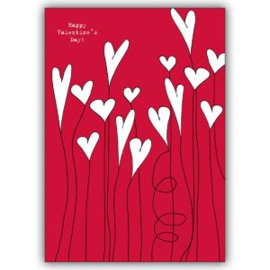 Romantische Valentinskarte mit fliegenden Herzen für Verliebte