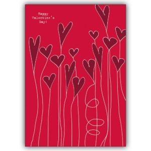 Romantische Valentinstag Grußkarte mit fliegenden Herzballons für Verliebte