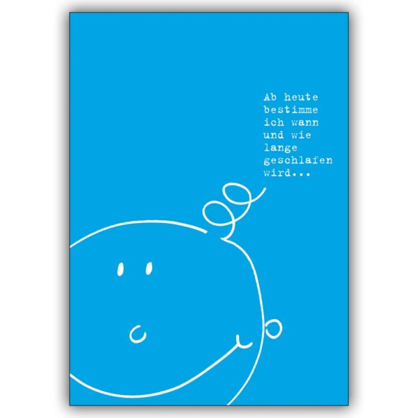 Lustige Babykarte mit illustriertem Frechdachs zur Geburt eines kleinen Jungen