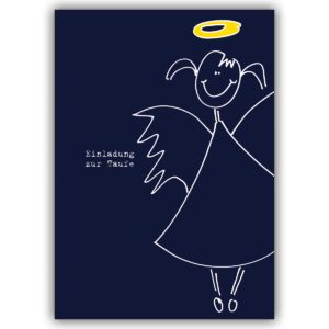 Niedliche illustrierte Einladungs Klappkarte zur Taufe mit Engel