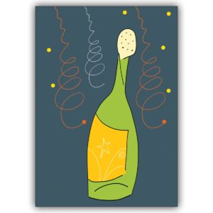Schicke Silvester Grußkarte mit Magnum Flasche und den besten Wünschen zum neuen Jahr.