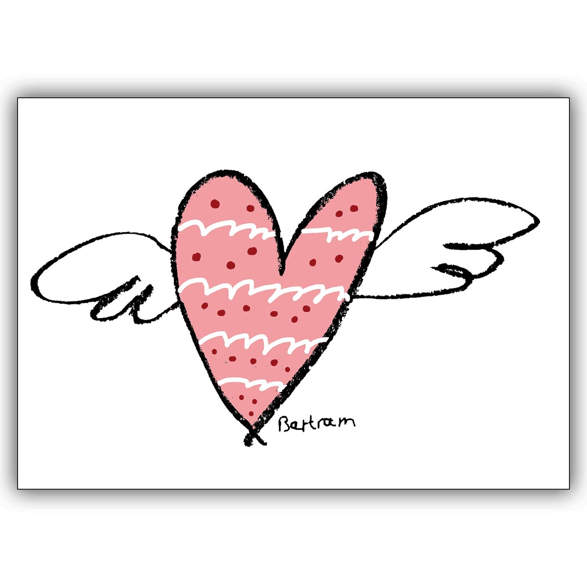 Romantische Liebeskarte: Das geflügelte Herz auch zum Valentinstag