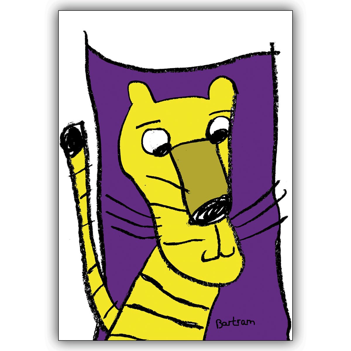 Tolle Grußkarte für Raubkatzen Fans: Der Tiger auf Lila