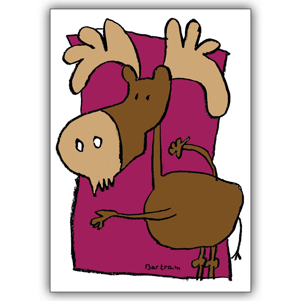 Illustrierte Grußkarte mit Tiermotiv: Der Elch - nicht nur als Weihnachtskarte