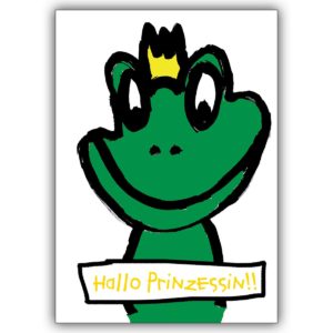 Romantische Grusskarte mit Froschkönig: Hallo Prinzessin