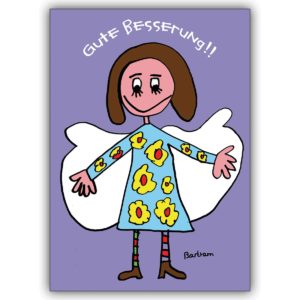Niedliche Genesungs Grußkarte mit süßem Engel: Gute Besserung