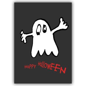 Coole Happy Halloweenkarte mit gruselig schönem Gespenst
