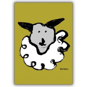 lustige Grusskarte mit Schaf - nicht nur zu Ostern