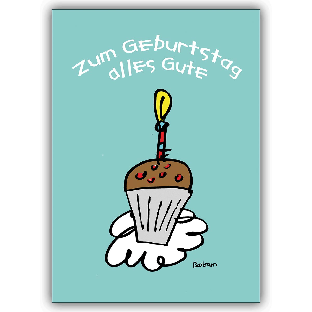 Liebevolle Geburtstagskarte mit Muffin: Alles gute
