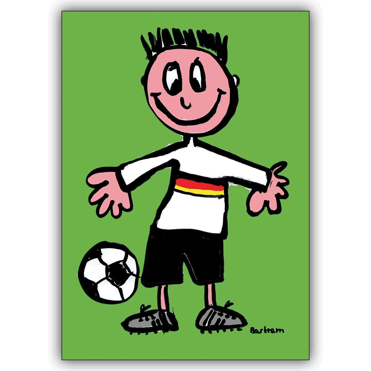 Süße illustrierte Fußballer Gruß, Gratulationskarte für echte Kerle