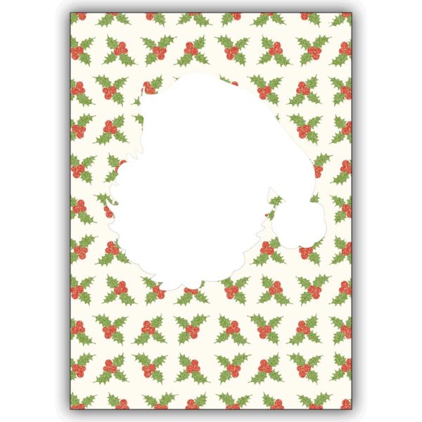 Ausgesuchte Weihnachtskarte mit Weihnachtsmann Silhouette auf Weihnachtspapier Hintergrund