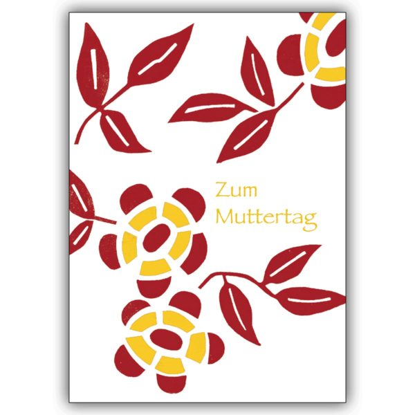 Herzliche Muttertagskarte: Gratulieren Sie mit Blumen in rot gelb zum Muttertag