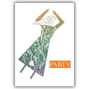 Bunte Party Einladungskarte mit Tanzender