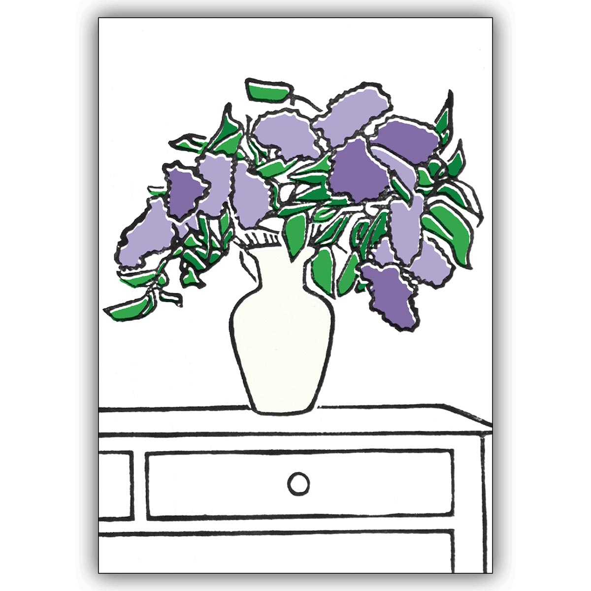 sommerliche Blumen Grusskarte, Geburtstagskarte mit buntem Flieder Stillleben