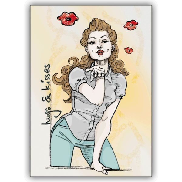 Liebevolle Geburtstagskarte, Grußkarte: Hugs ‘n kisses für Lieblingsmenschen