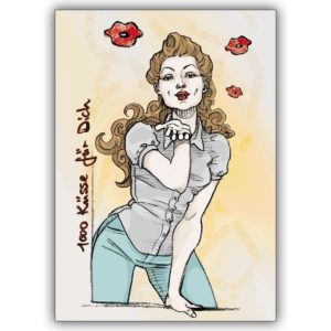 Liebevolle Grußkarte zum Geburtstag, Valetinstag oder einfach zwischendurch: 1000 Küsse für Dich