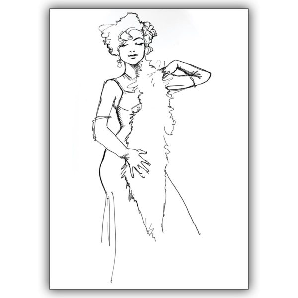 illustrierte Künstler Karte mit Burlesque-Tänzerin Trixee Sparkel