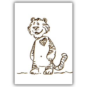 Niedliche romantische Liebeskarte mit kleinem Tiger und Her: Der Liebestiger