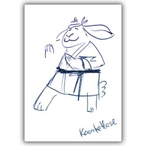 Fröhliche Grußkarte zum Dampfablassen: Der Karate Hase