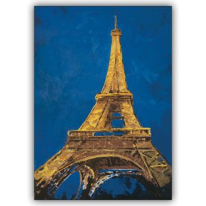Feine illustrierte Grußkarte mit Paris Motiv: der Eiffelturm