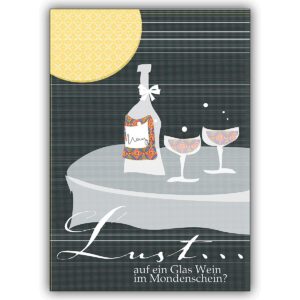 Ausgesuchte Einladungskarte zum Glas Wein im Mondschein