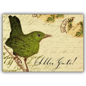 Edle nostalgische Vogel Grußkarte um: Alles Gute! zu wünschen
