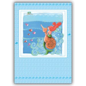 Niedliche illustrierte Kinder Geschenkekarte: eine kleine Meerjungfrau