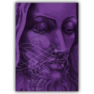 Tröstende Trauerkarte, Kondolenzkarte mit Jesus Motiv in lila