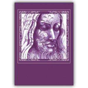 Edle Trauerkarte, Kondolenzkarte mit dem Portrait von Jesus