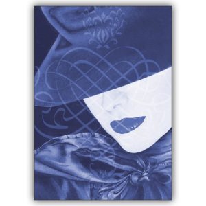 Tolle Designer Grußkarte: Die Frau mit Herz in blau