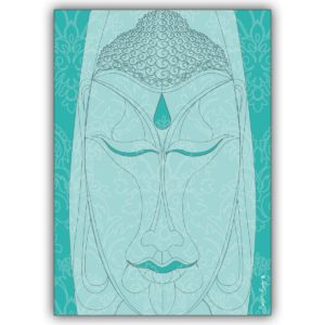 Künstlerische Grußkarte mit indischer Buddha Maske