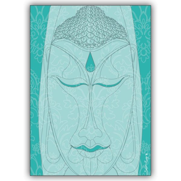 Künstlerische Grußkarte mit indischer Buddha Maske