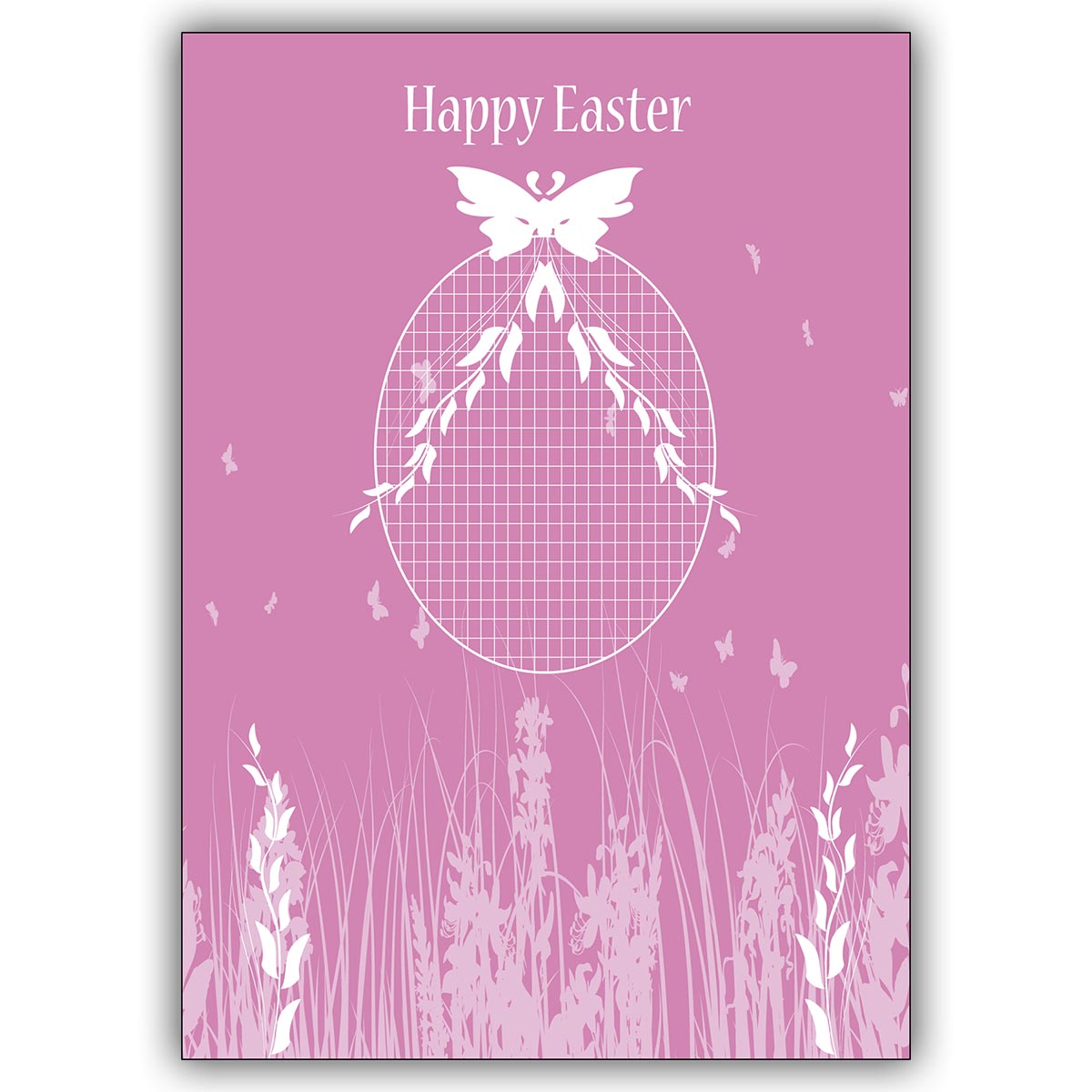 Frühlingshafte rosa Osterkarte: Happy Easter