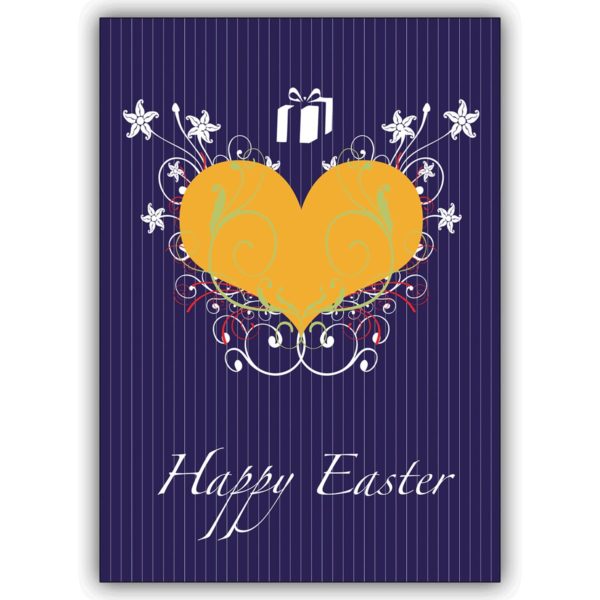 Schöne dekorative Osterkarte mit Herz: Happy Easter