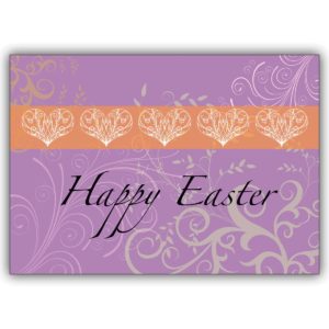Wunderschöne grafische Osterkarte mit Herzen: Happy Easter