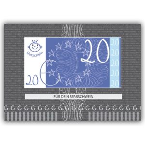 Stilvolle Geld Geschenkkarte – ein blanko Gutschein für 20€: Für Dein Sparschwein