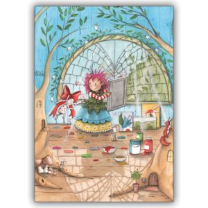 Märchenhafte Kinderkarte mit Elfenmotiv