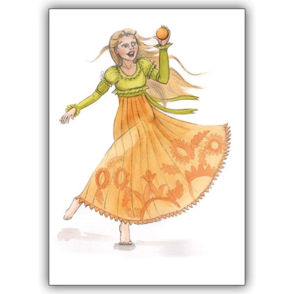 Märchenhafte Kinderkarte für Mädchen mit tanzender Prinzessin