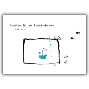 Süße Gutschein Grußkarte mit Bötchen (Blanko): Gutschein für ein Papierbootrennen (oder so…)
