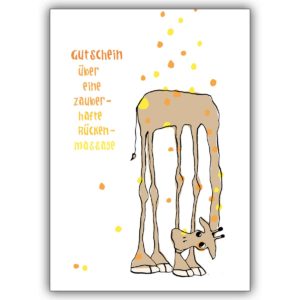 tolle Wellness Gutscheinkarte mit Giraffe: Gutschein über eine zauberhafte Rückenmassage
