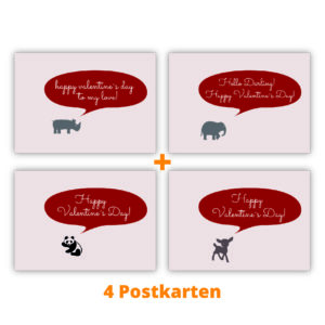 Kartenkaufrausch Postkarten in rosa: Valentinstag Postkarten mit Elefant