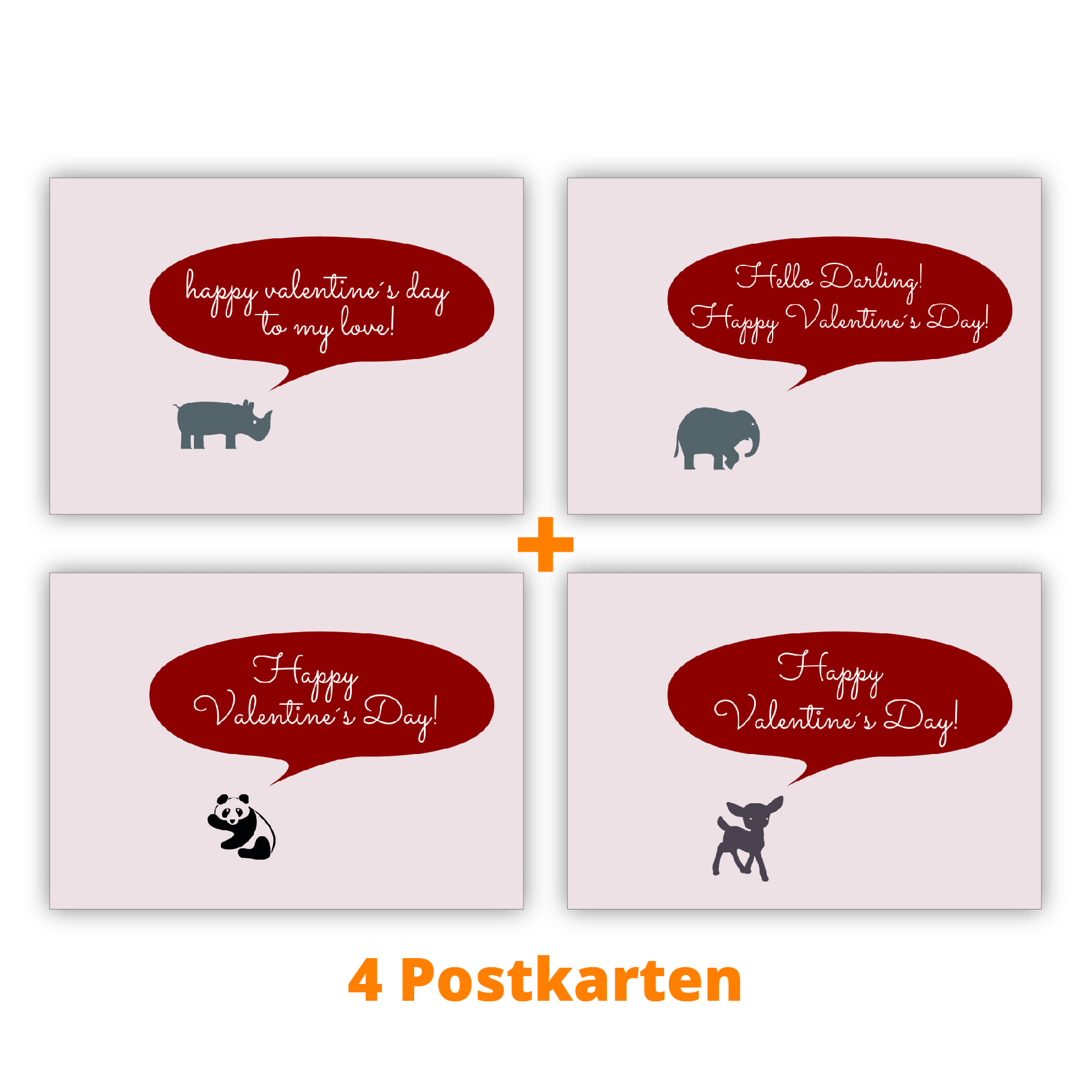 Kartenkaufrausch Postkarten in rosa: Valentinstag Postkarten mit Elefant